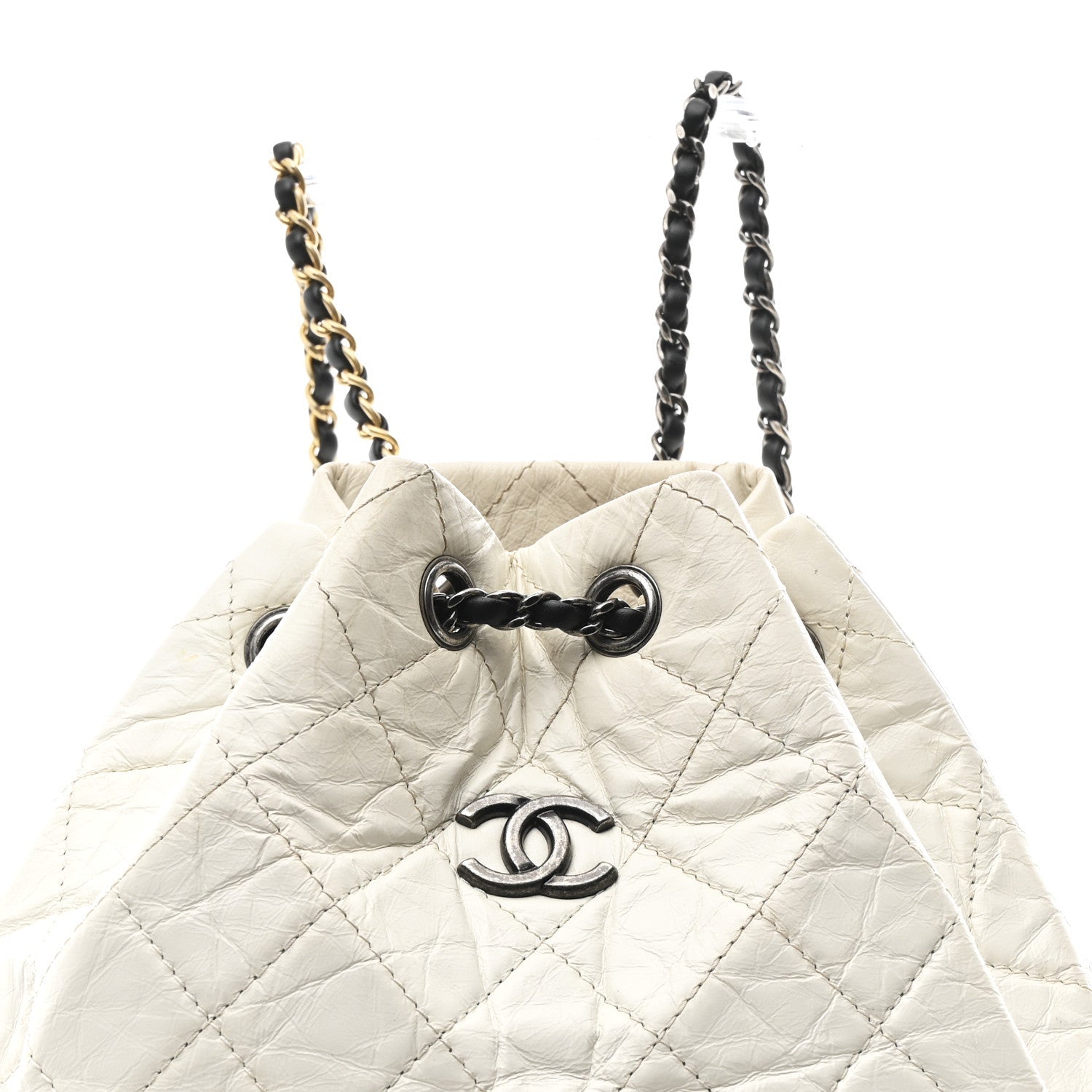 Aged Calfskin Quilted Small Gabrielle Backpack Black White