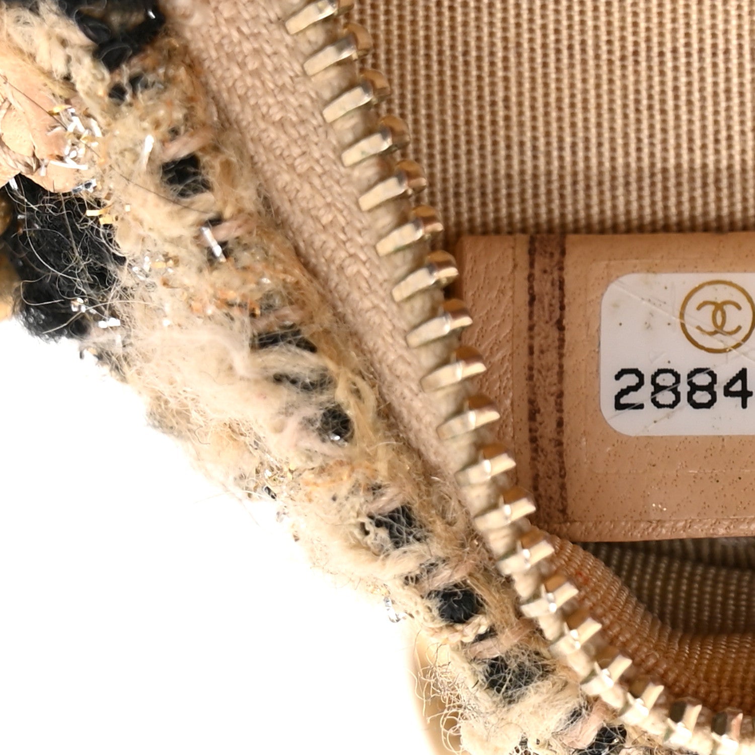 Wool Tweed Lambskin Quilted Chanel 19 Round Clutch With Chain and Coin Purse Beige Black