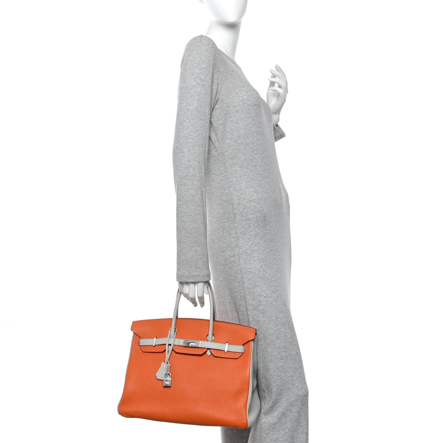 Togo Horseshoe Birkin 35 Orange Gris Perle