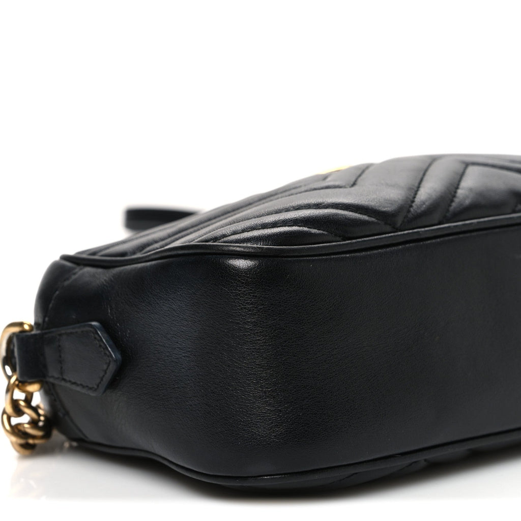 Calfskin Matelasse Small GG Marmont Chain Shoulder Bag Black