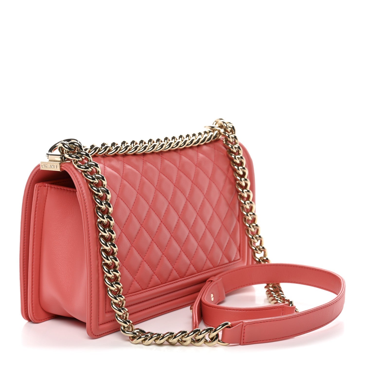 Calfskin Quilted Medium Boy Flap Coral