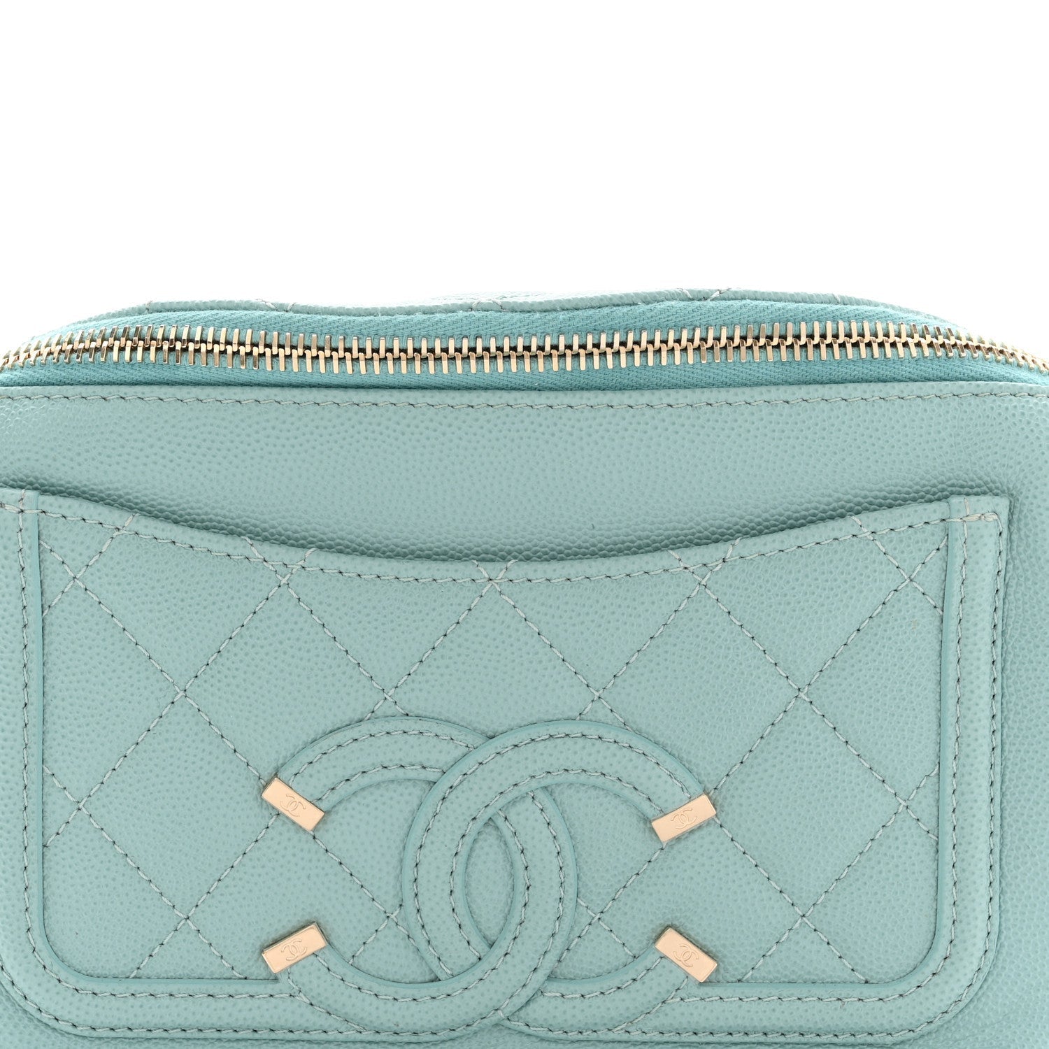 Caviar Quilted Filigree Waist Bag Light Blue