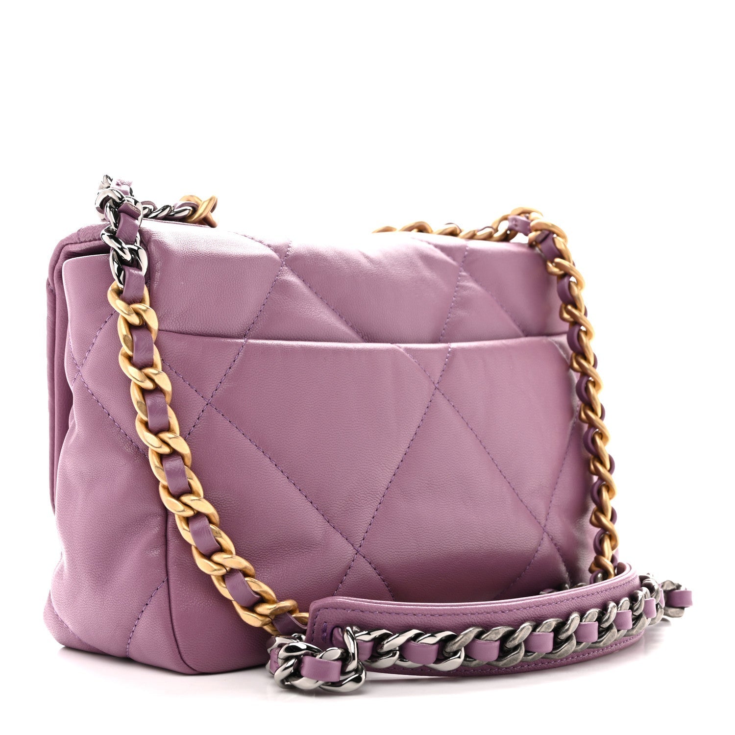 Goatskin Quilted Medium Chanel 19 Flap Purple