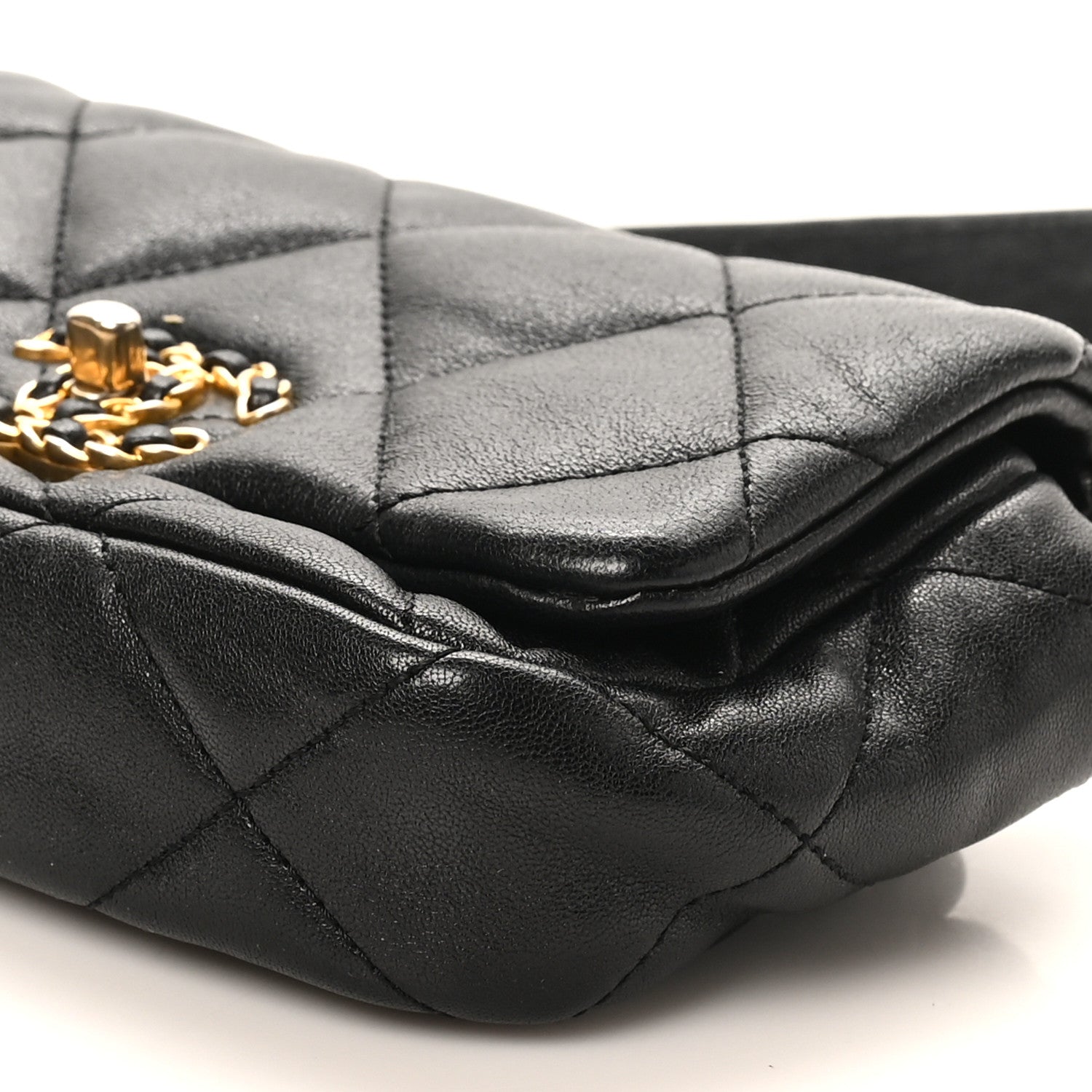Goatskin Quilted Chanel 19 Waist Bag Black