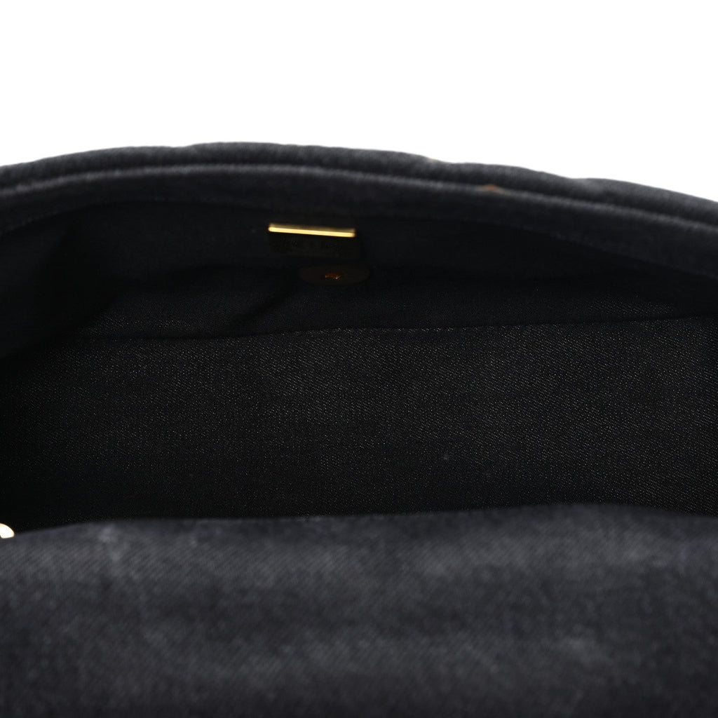 Denim Quilted Denim Mood Mini Rectangular Flap Black Multicolor