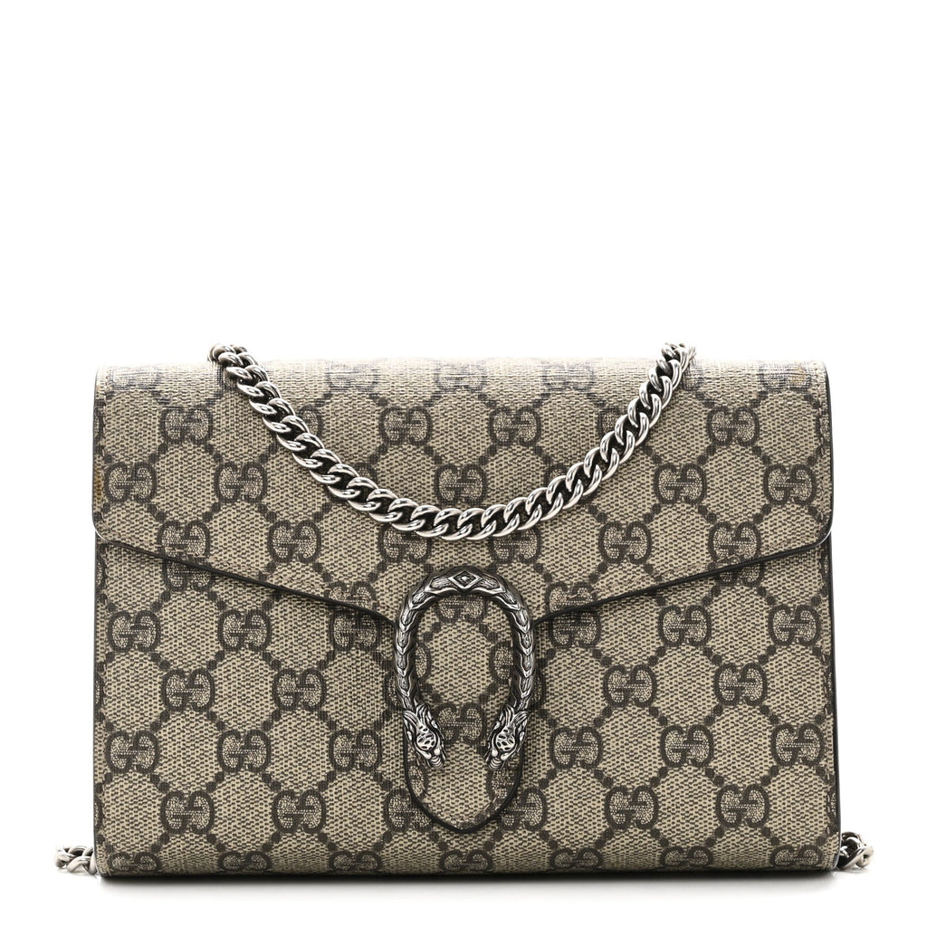 GG Supreme Monogram Mini Dionysus Chain Wallet Beige Taupe