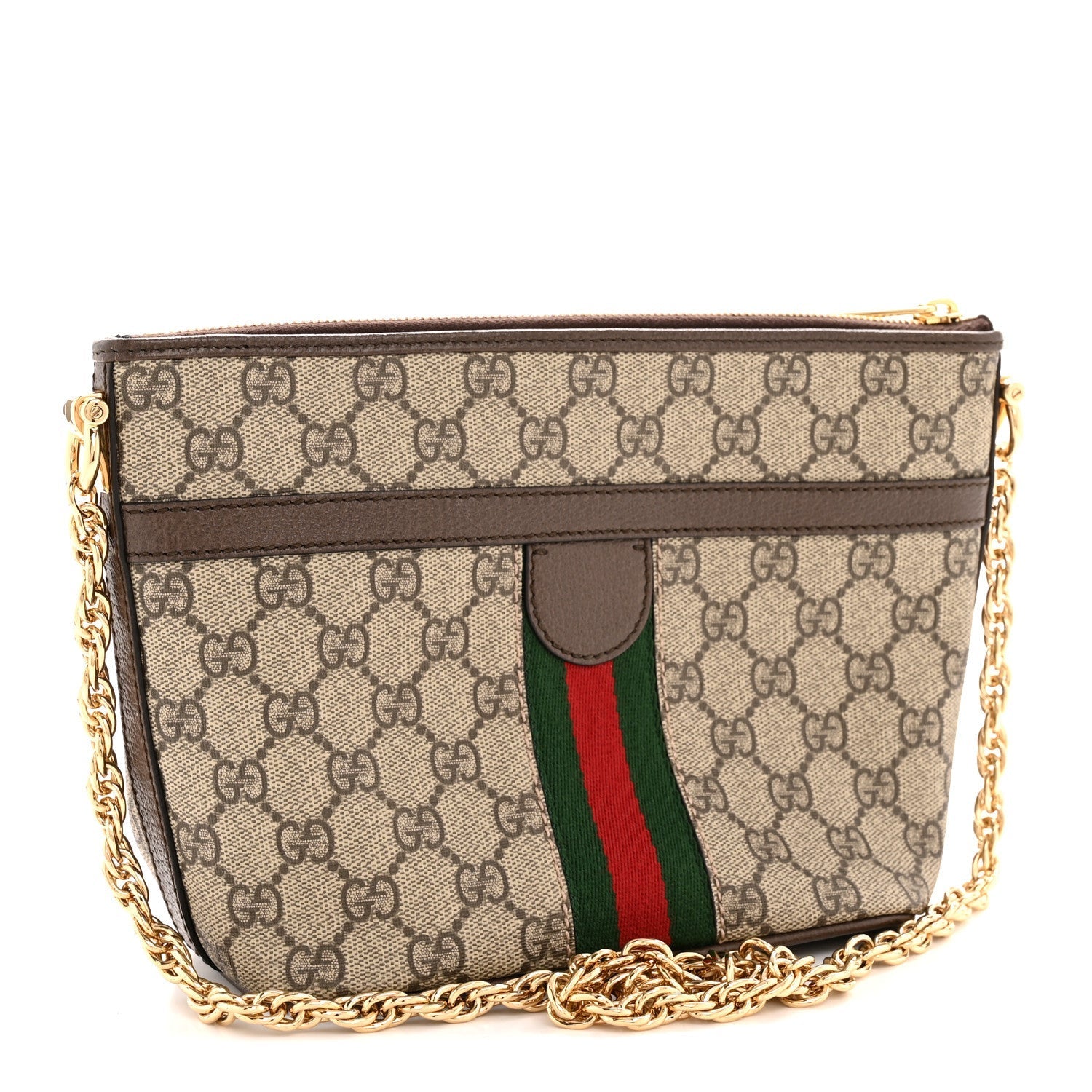 GG Supreme Monogram Web Ophidia Chain Shoulder Bag Brown