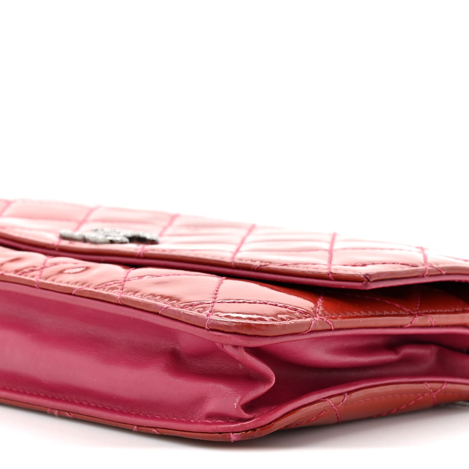 Patent Quilted Brilliant Wallet On Chain WOC Coral