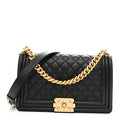 Caviar Quilted Medium Boy Flap Black
