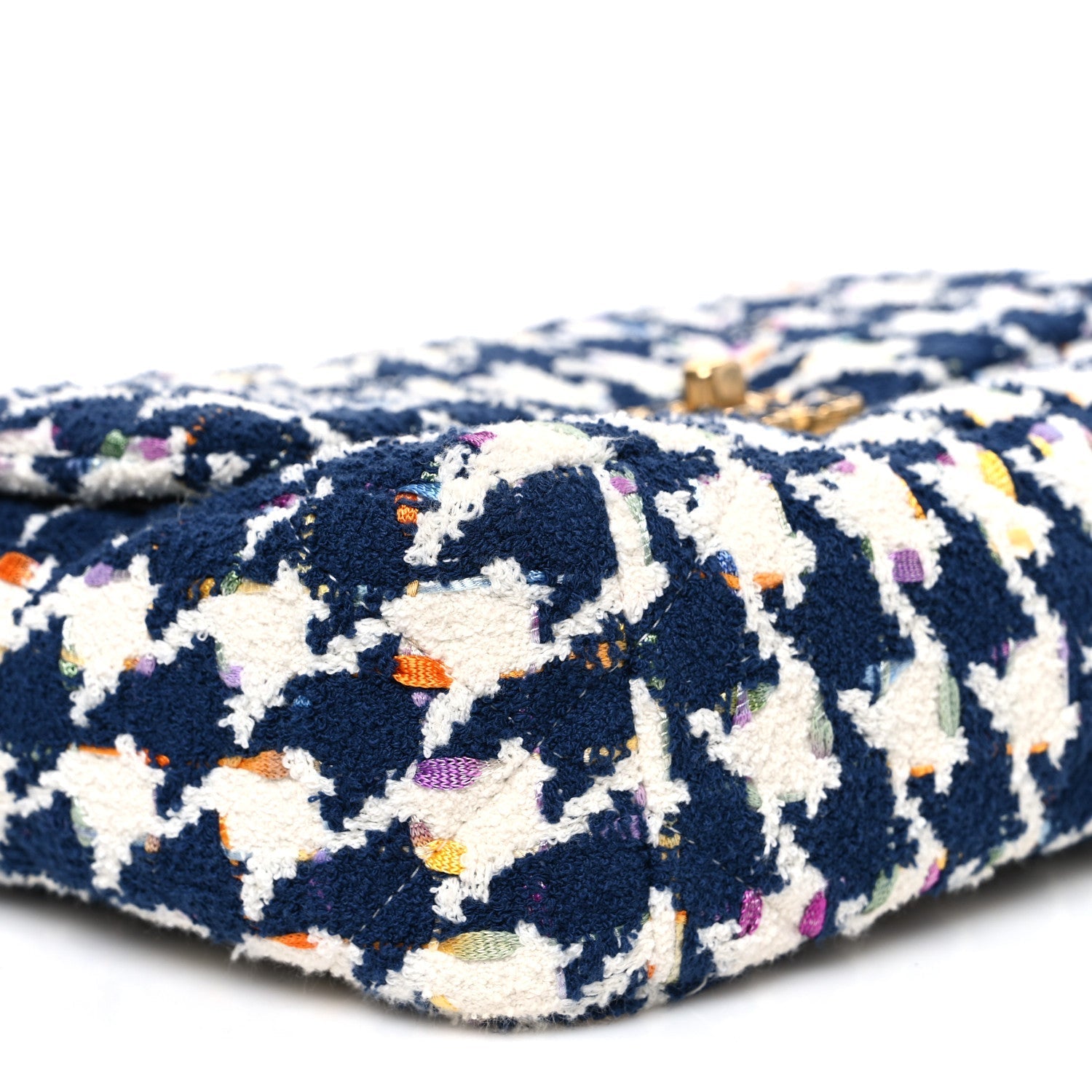 Tweed Quilted Medium Chanel 19 Flap Ecru Navy Blue Multicolor
