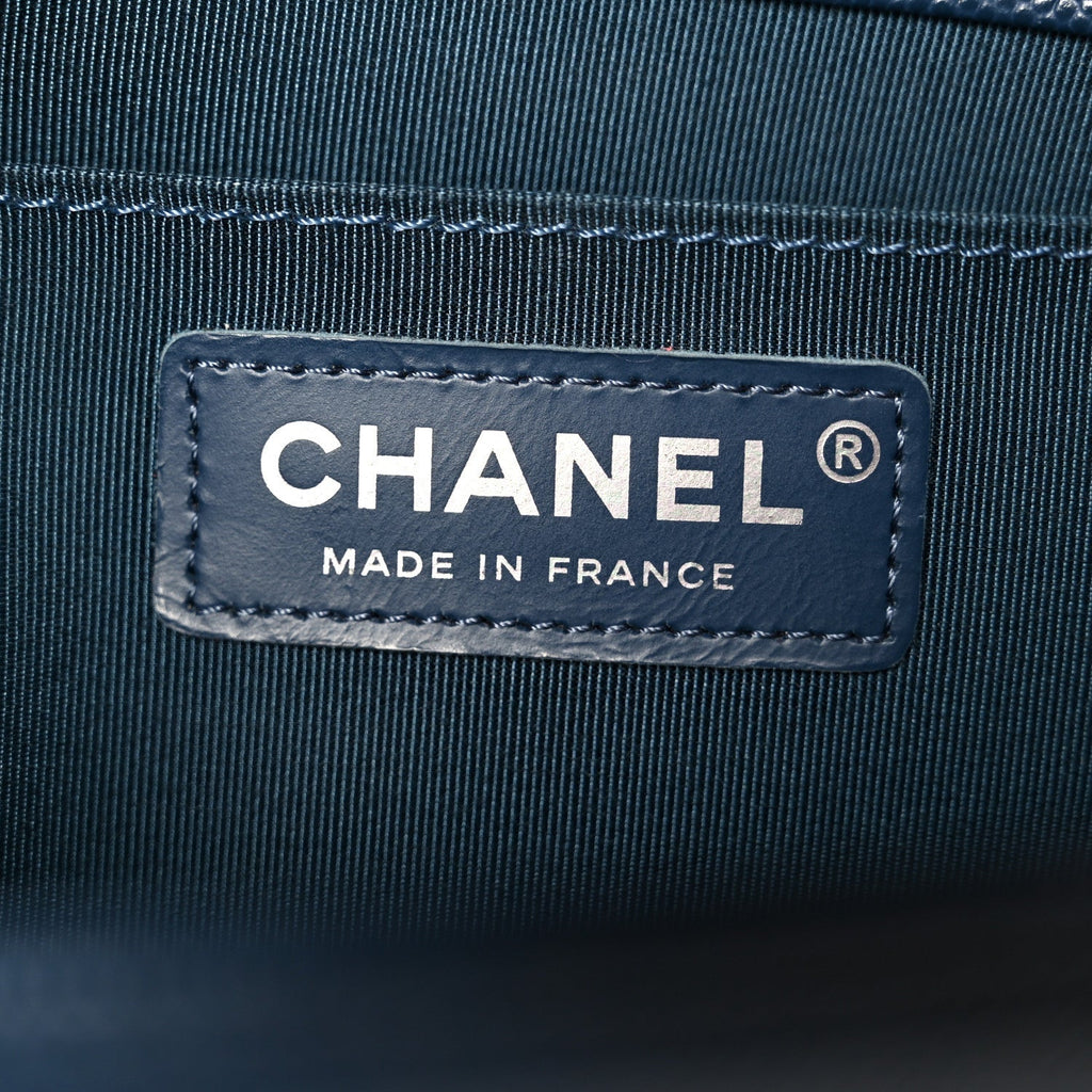 Caviar Quilted Medium Boy Flap Dark Navy Blue
