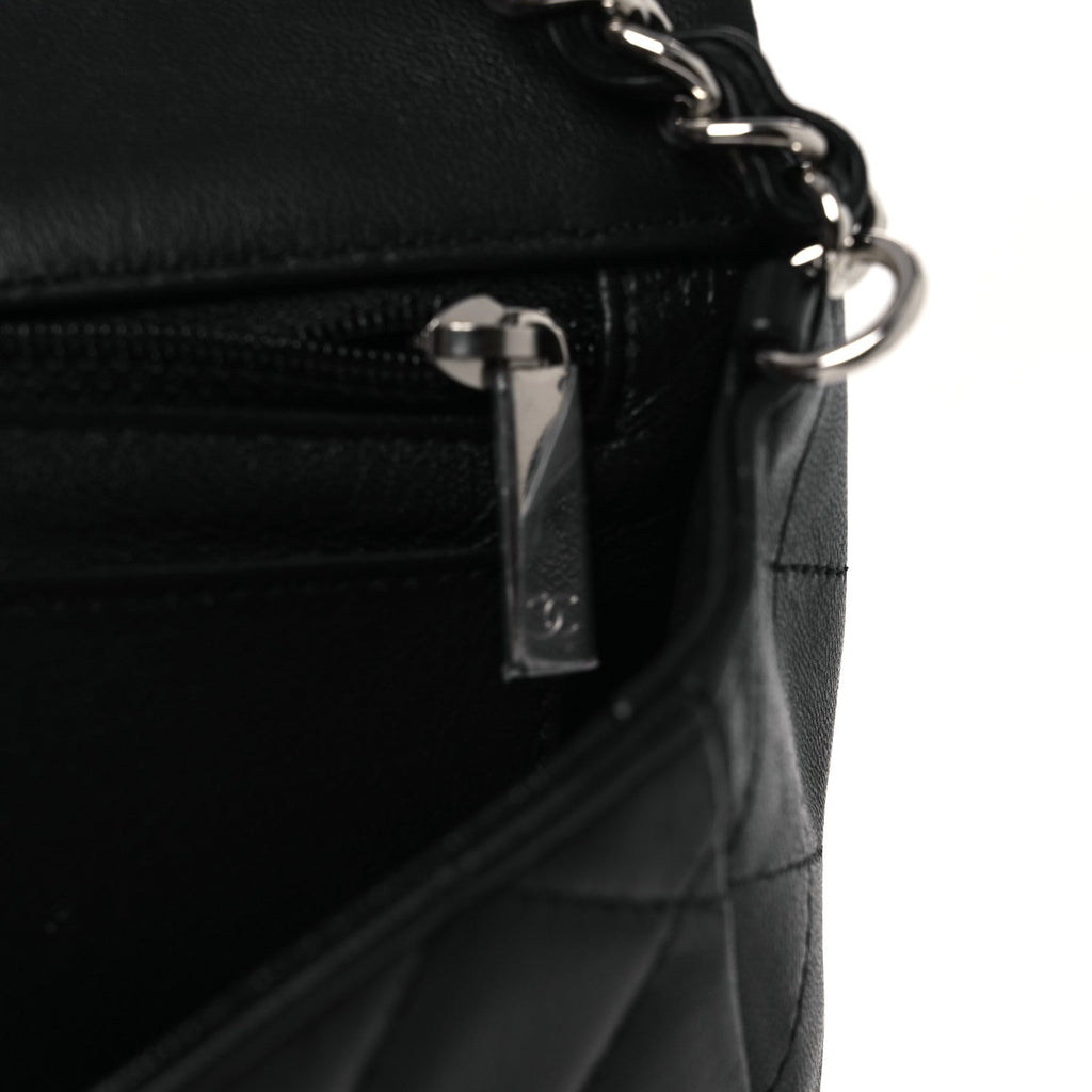Lambskin Quilted Mini Rectangular Flap Black