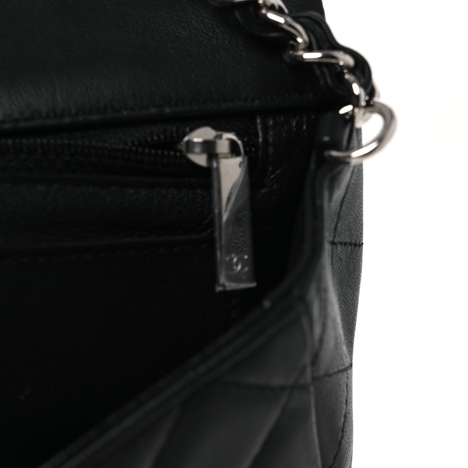 Lambskin Quilted Mini Rectangular Flap Black