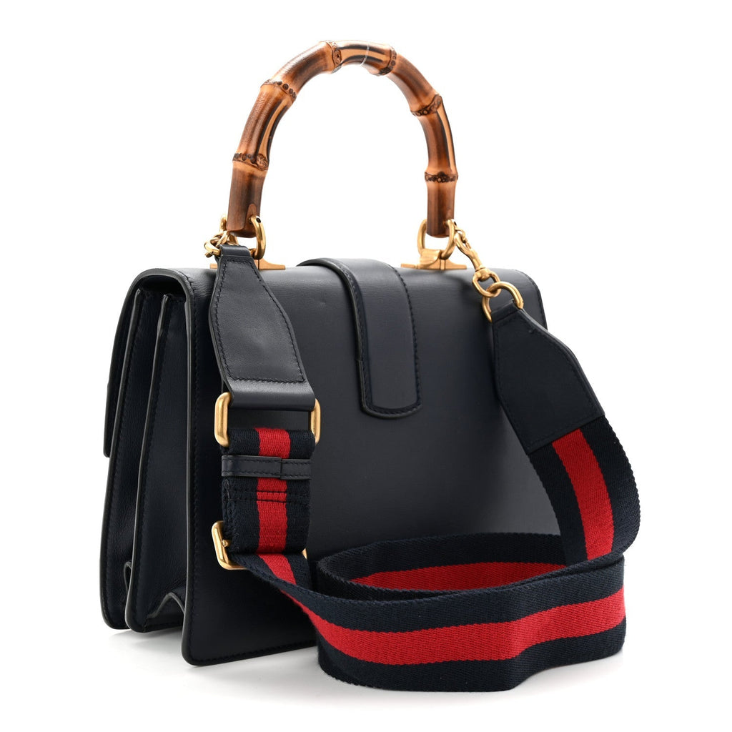 Moon Calfskin Bamboo Web Medium Dionysus Top Handle Bag Blue Emerald Hibiscus Red