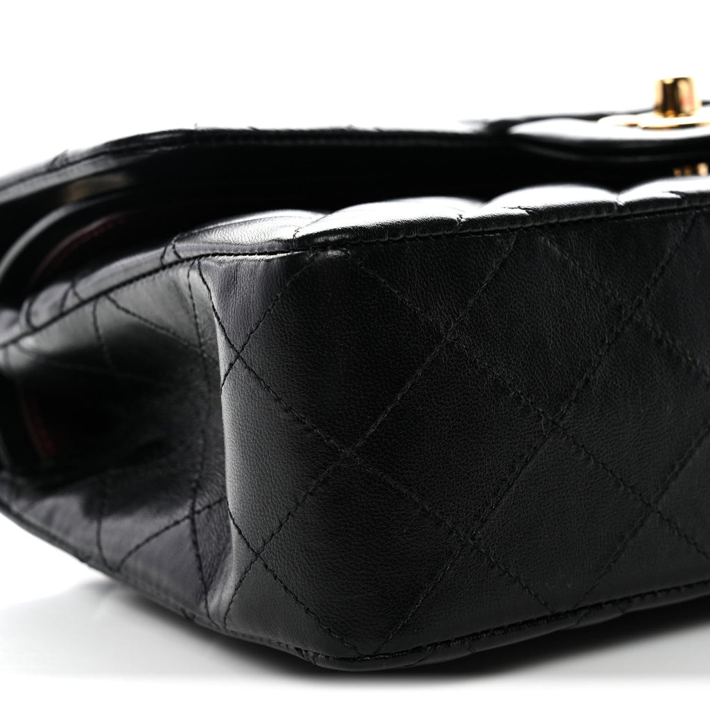 Lambskin Quilted Small Double Flap Black