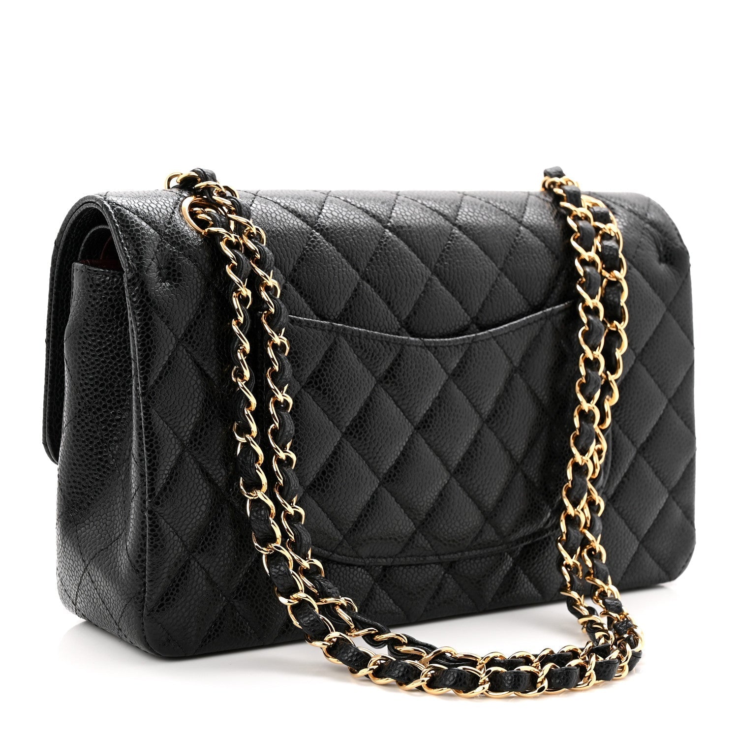 Caviar Quilted Medium Double Flap Black