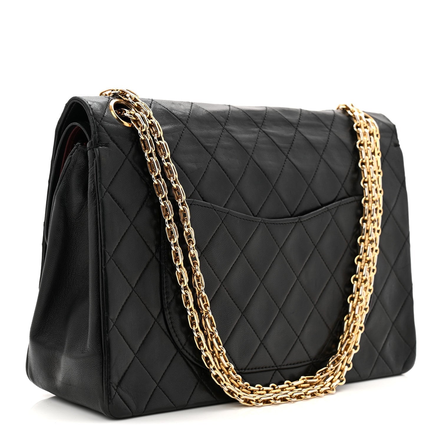 Lambskin Quilted Medium Double Flap Bijoux Chain Black