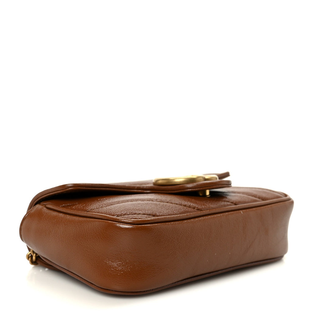 Azalea Calfskin Matelasse Diagonal Super Mini GG Marmont Shoulder Bag Cuir