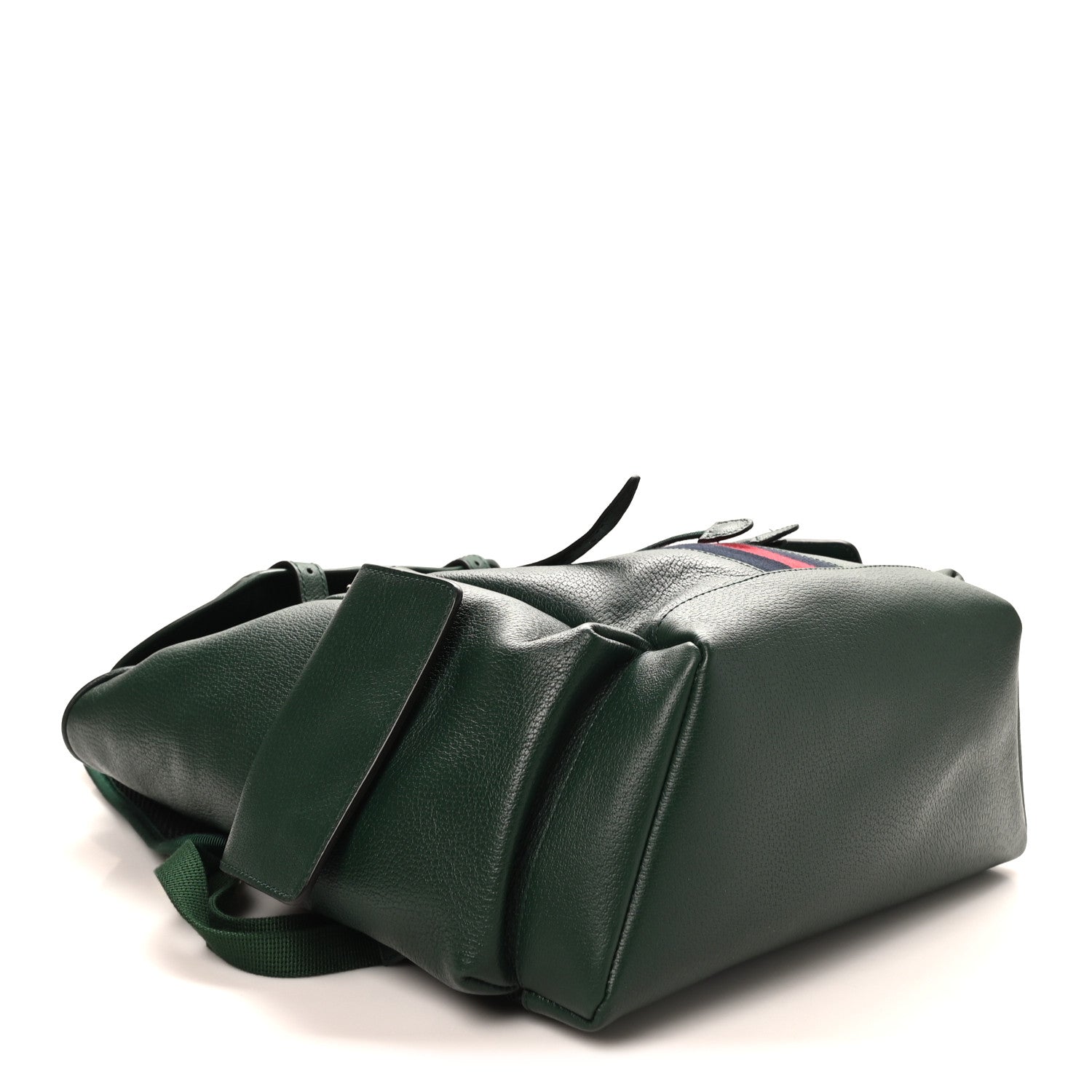 Grained Calfskin Medium Ophidia Double Buckle Backpack Green