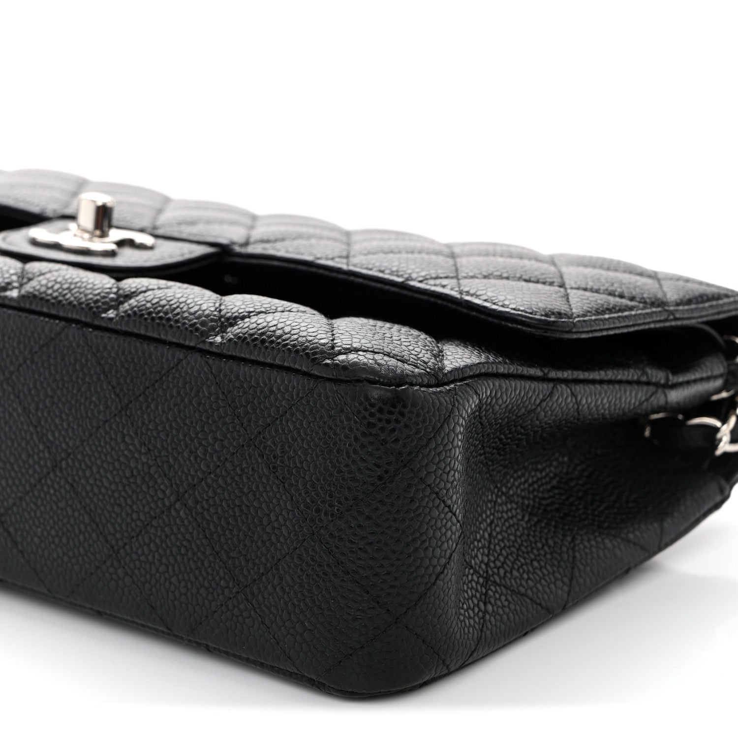 Caviar Quilted Medium Double Flap Black