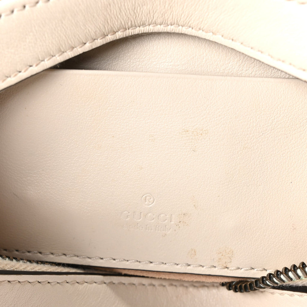 Calfskin Matelasse Chevron Mini GG Marmont Half Moon Hobo Mystic White