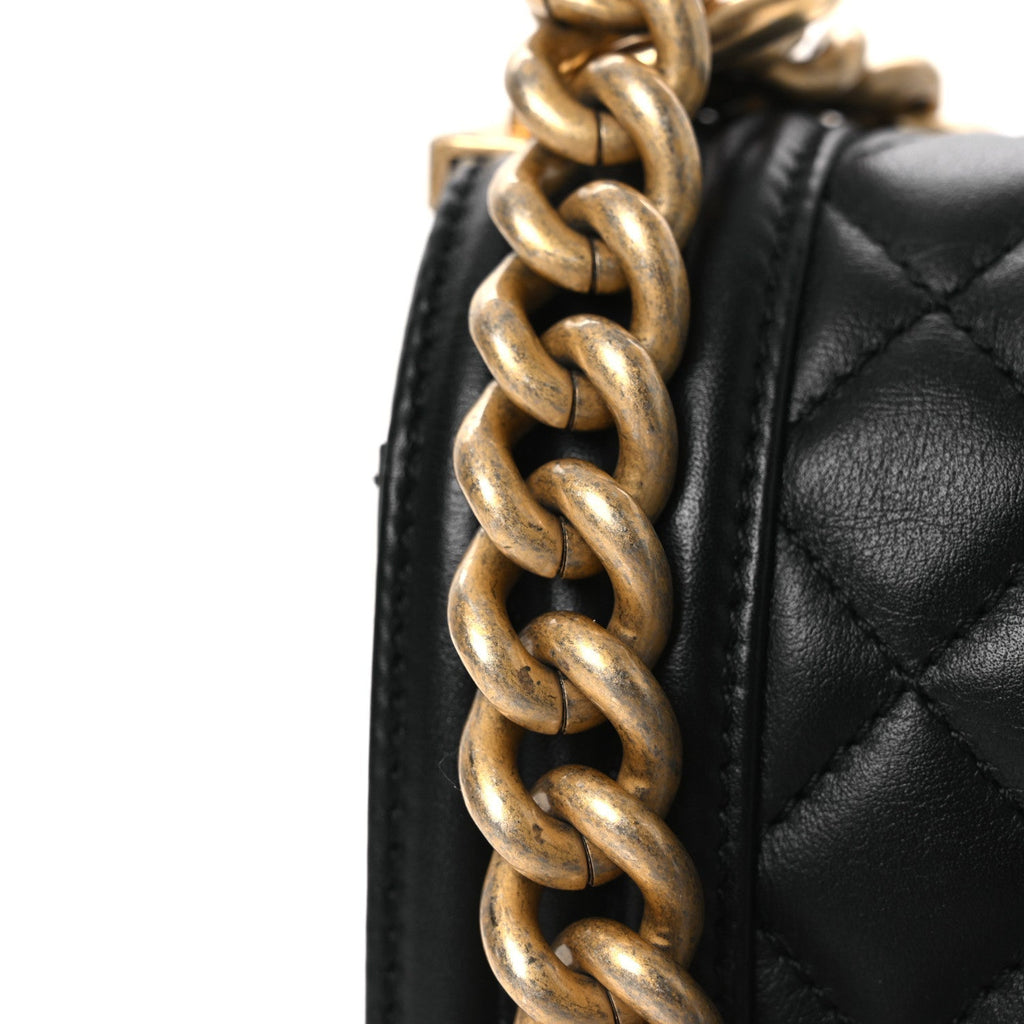 Lambskin Quilted Medium Boy Flap Black