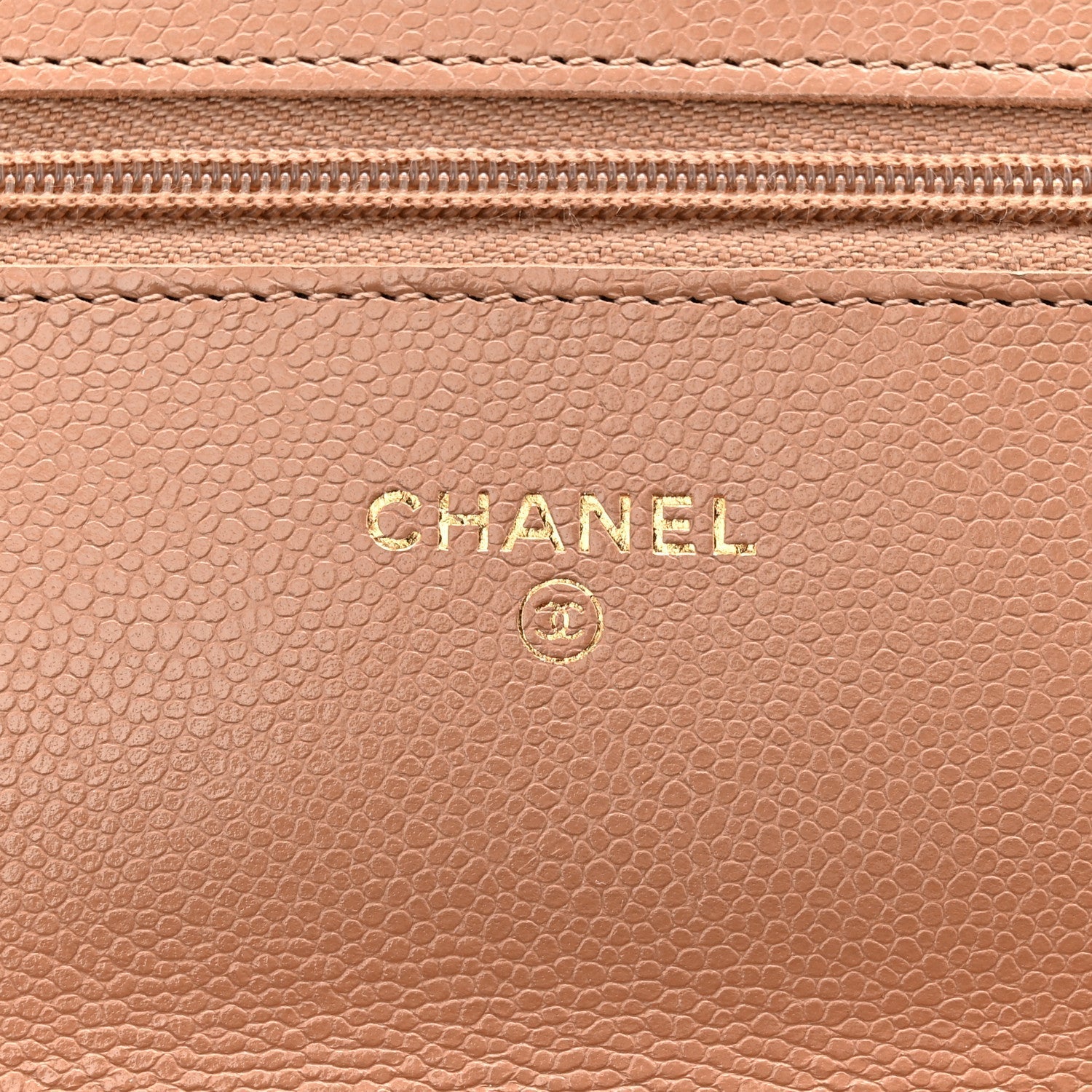 Caviar Quilted Wallet on Chain WOC Dark Beige