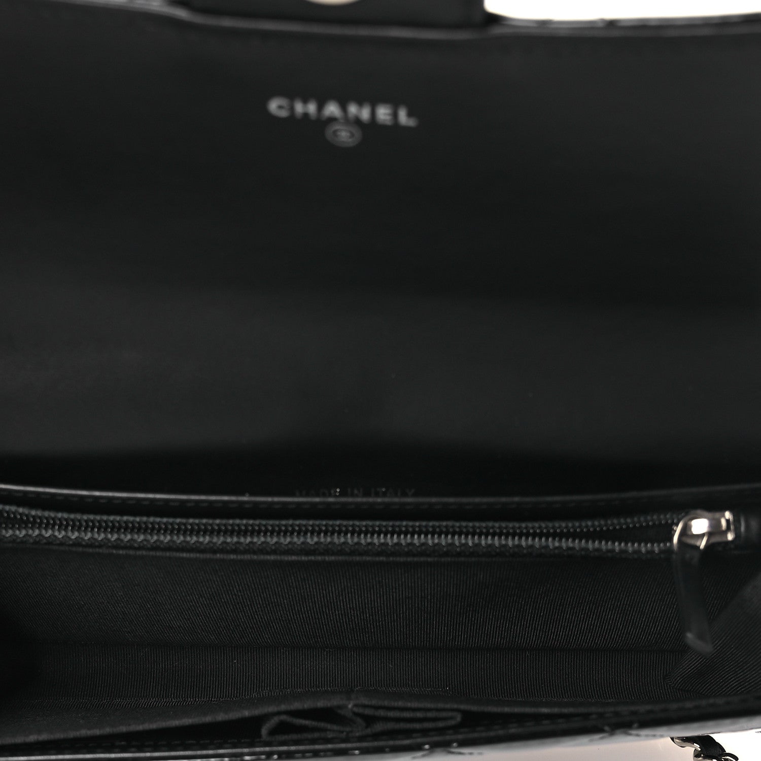Patent Quilted Wallet On Removable Chain WOC Black