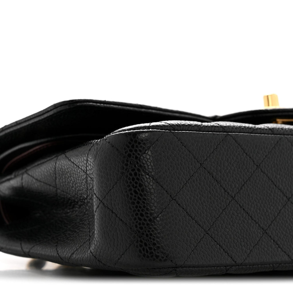 Caviar Quilted Medium Double Flap Black