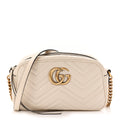 Calfskin Matelasse Small GG Marmont Chain Shoulder Bag White
