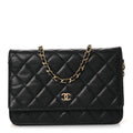 Caviar Quilted Wallet on Chain WOC Black