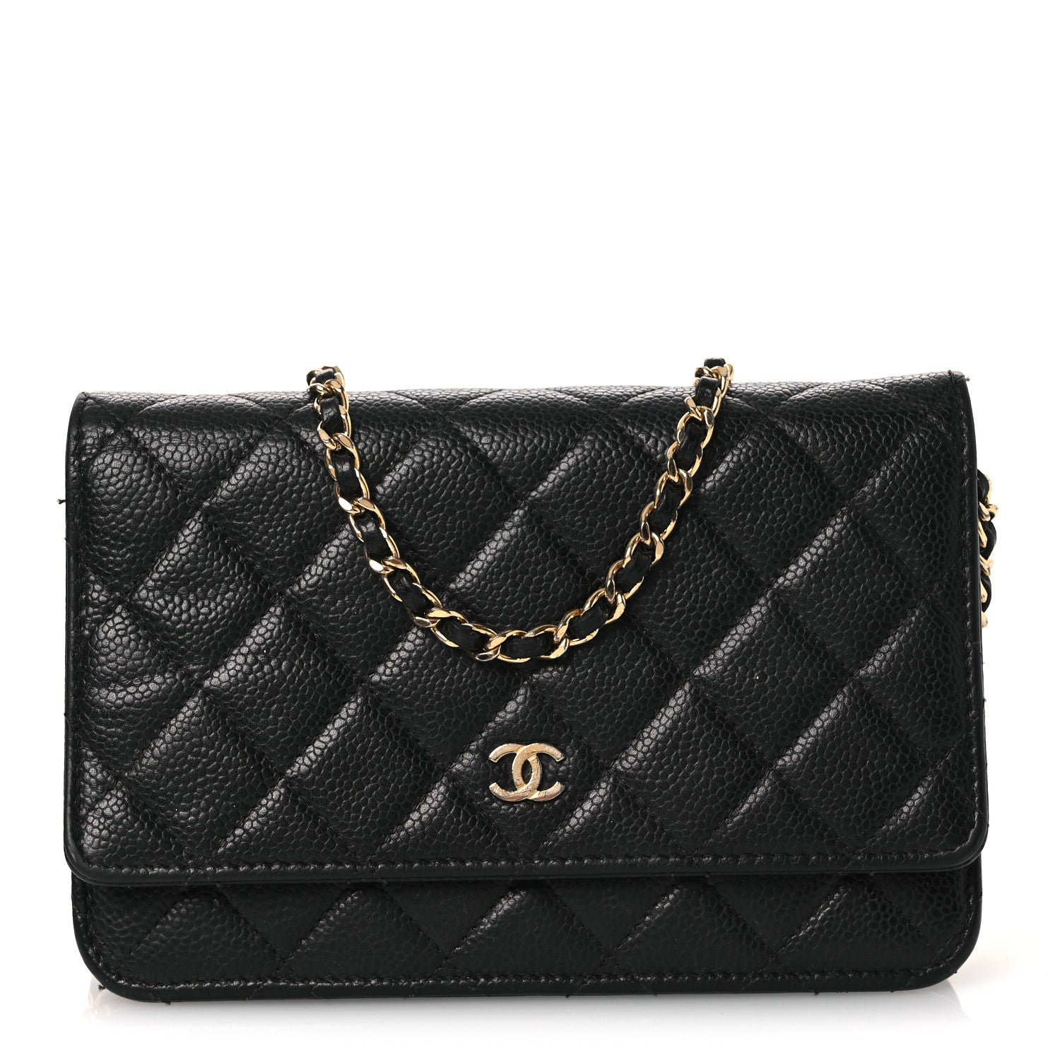 Caviar Quilted Wallet on Chain WOC Black