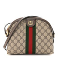 GG Supreme Monogram Textured Dollar Calfskin Web Small Ophidia Dome Shoulder Bag Beige Ebony New Acero