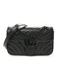 Calfskin Matelasse Monochrome Mini GG Marmont Shoulder Bag Black