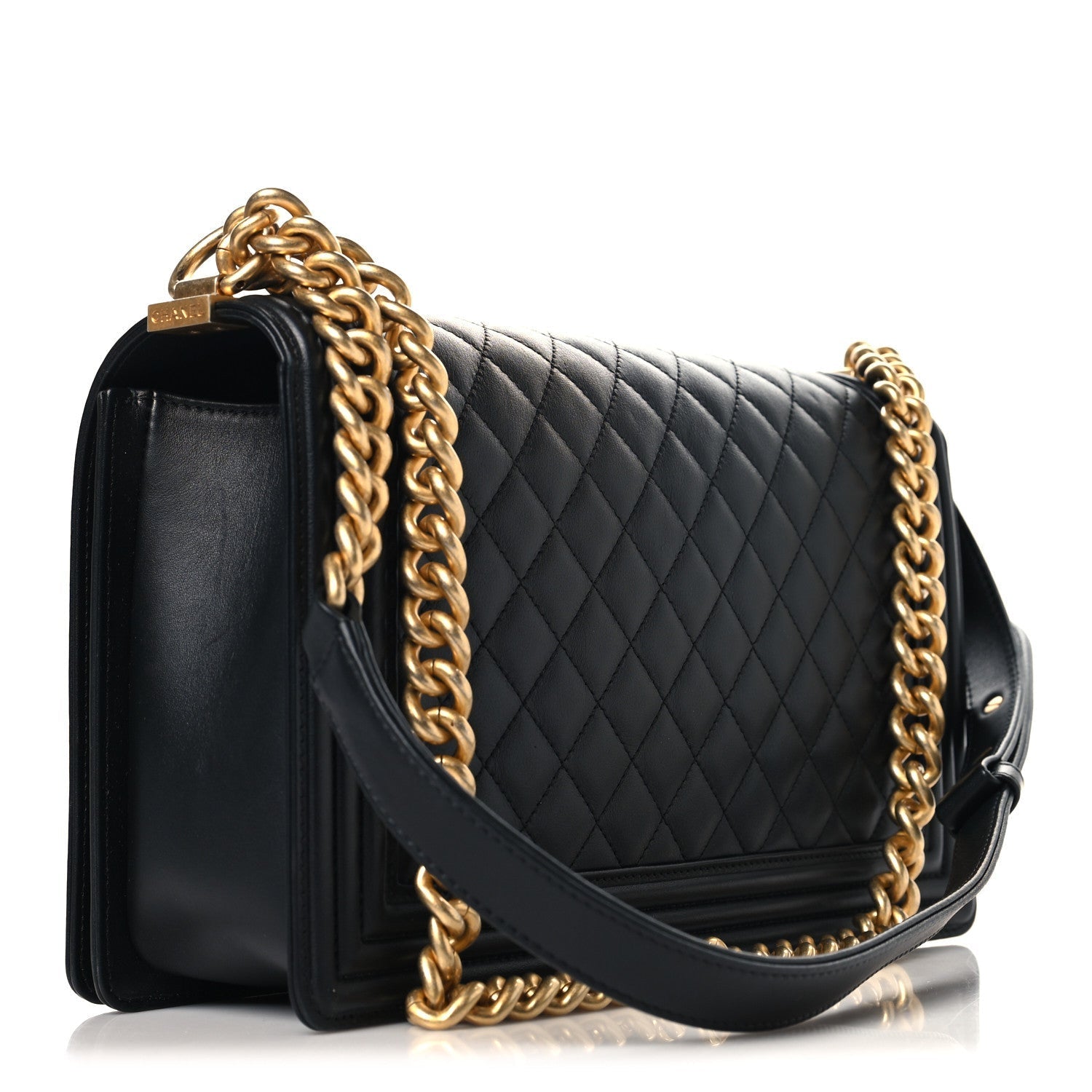 Calfskin Quilted New Medium Boy Flap Black