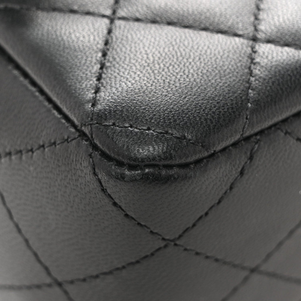 Lambskin Quilted Mini Rectangular Flap Black White