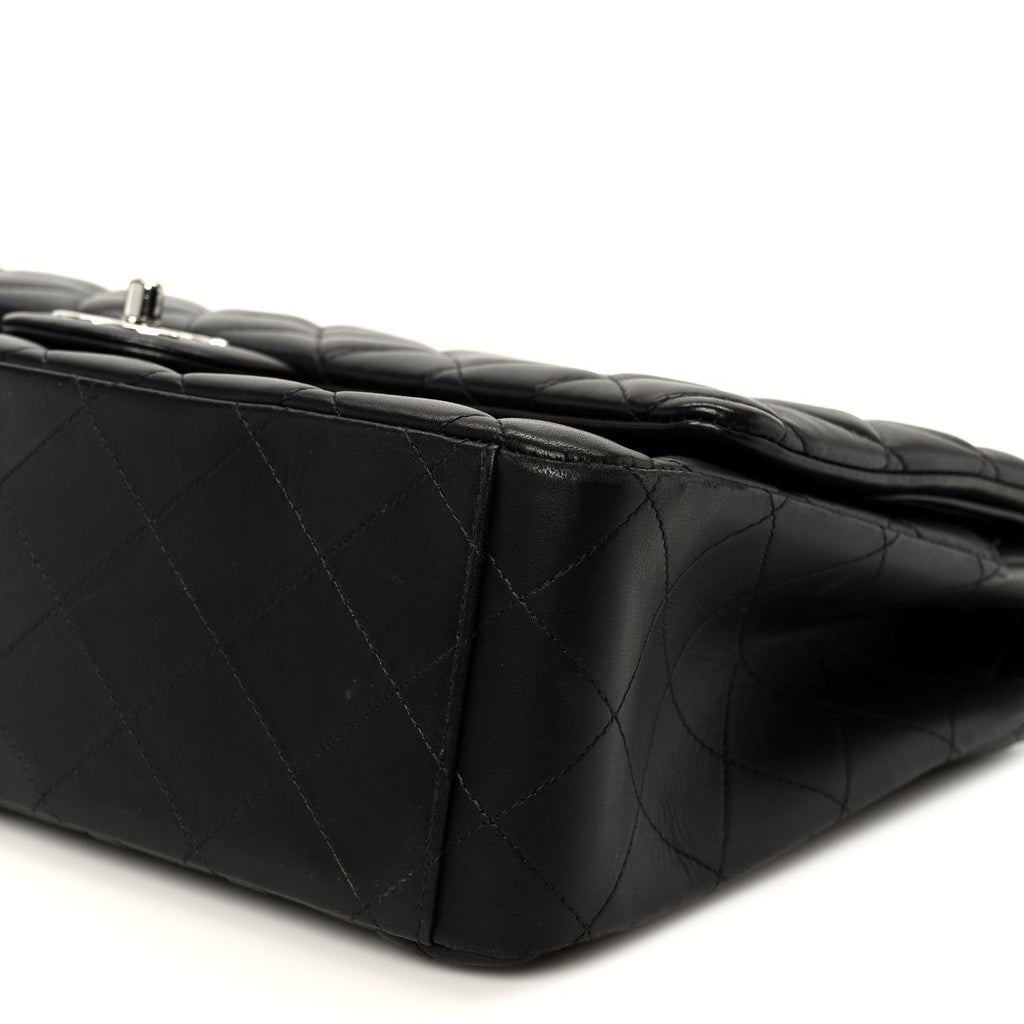 Lambskin Quilted Maxi Double Flap Black