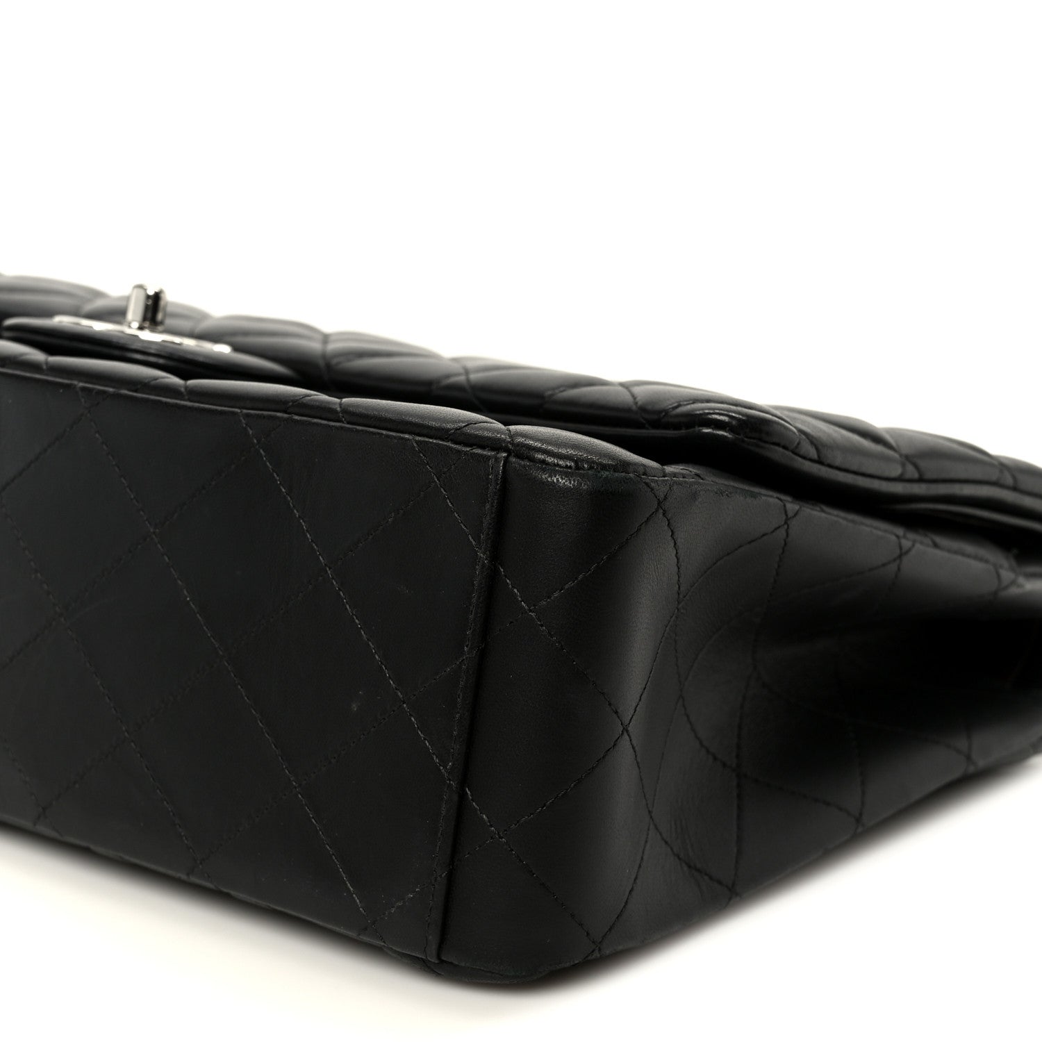 Lambskin Quilted Maxi Double Flap Black
