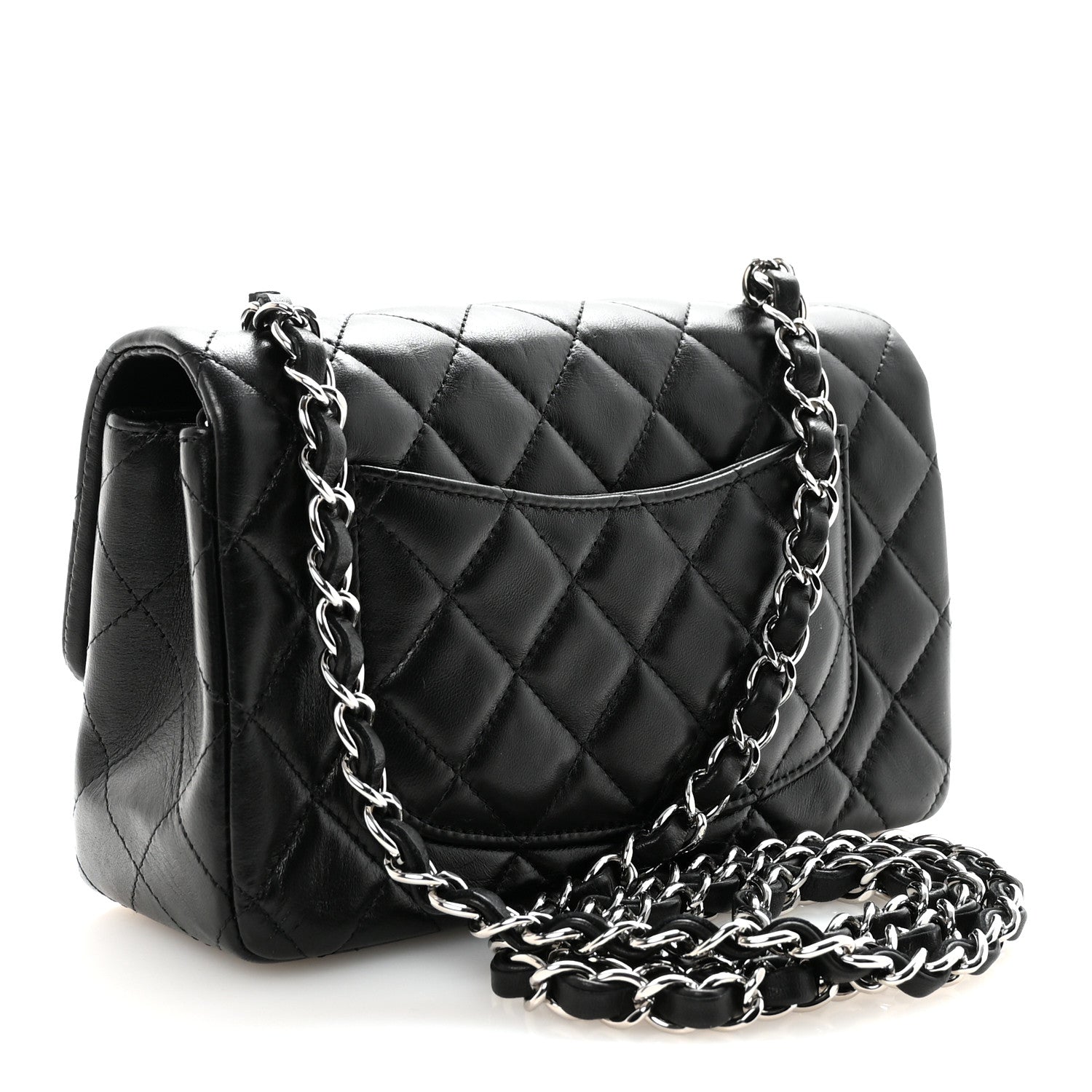Lambskin Quilted Mini Rectangular Flap Black