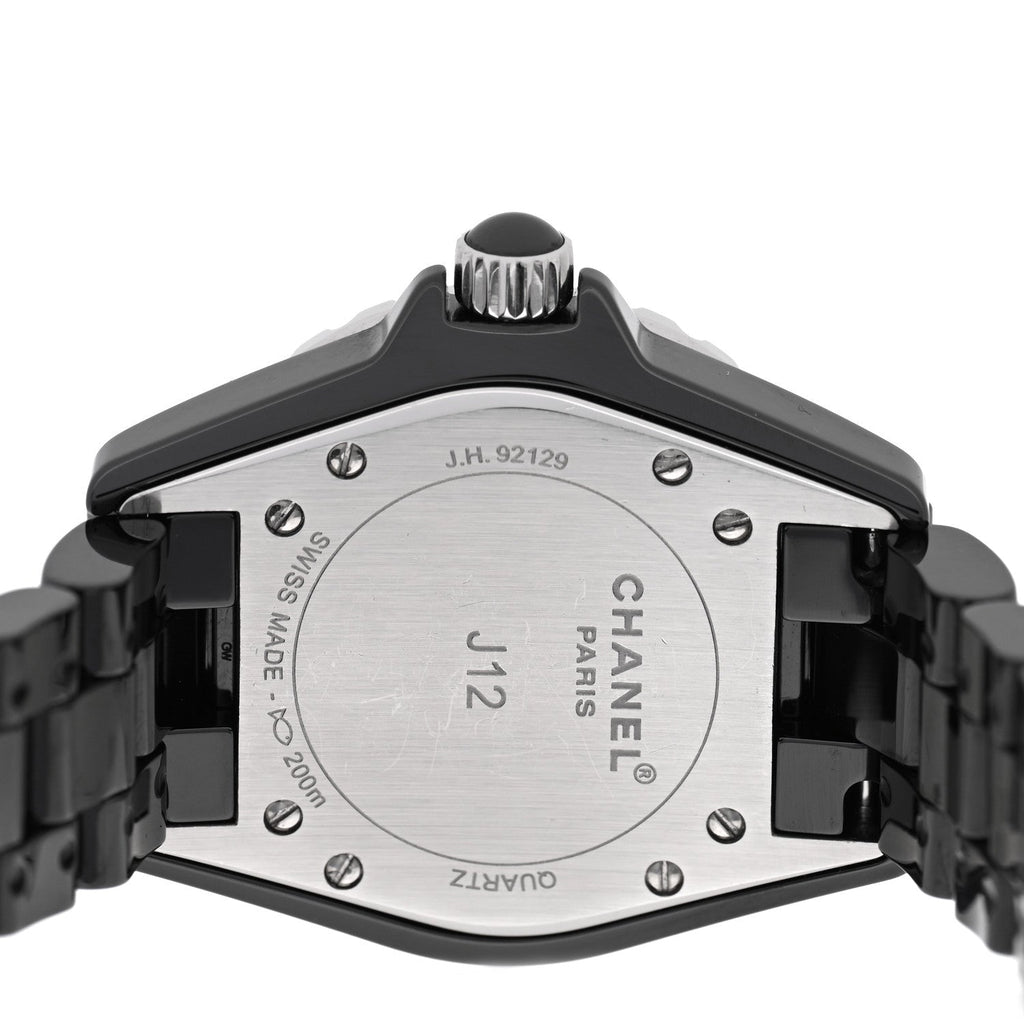 Stainless Steel Ceramic Diamond Dial 33mm J12 Quartz Watch Black
