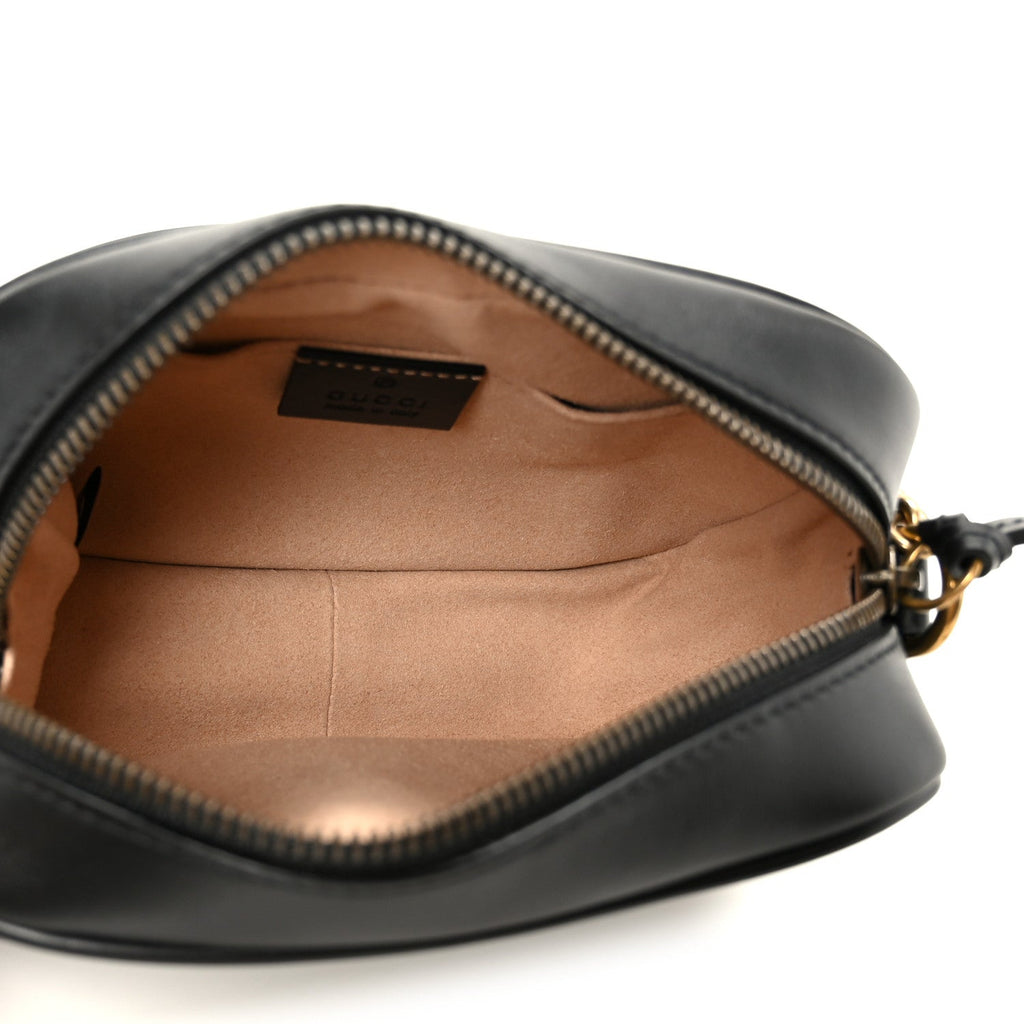 Calfskin Matelasse Mini GG Marmont Chain Shoulder Bag Black