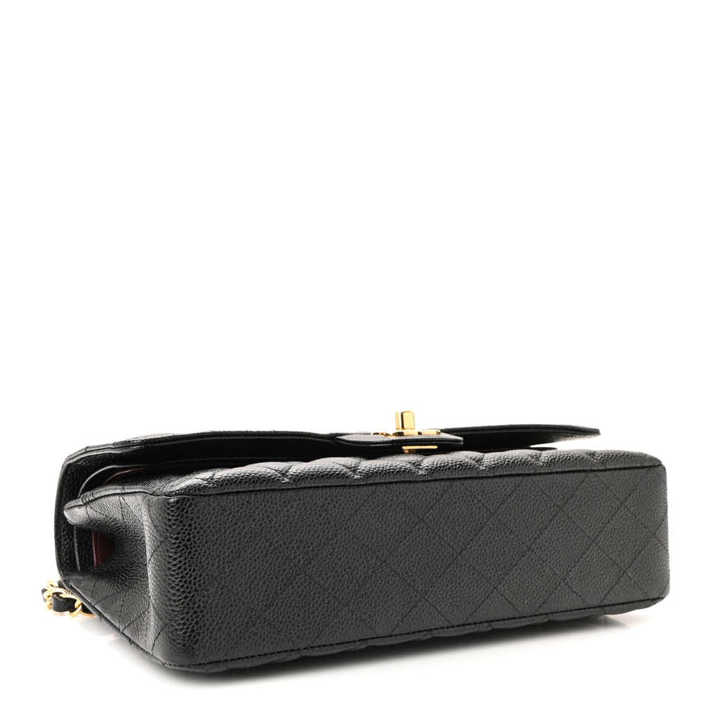 Caviar Quilted Medium Double Flap Black