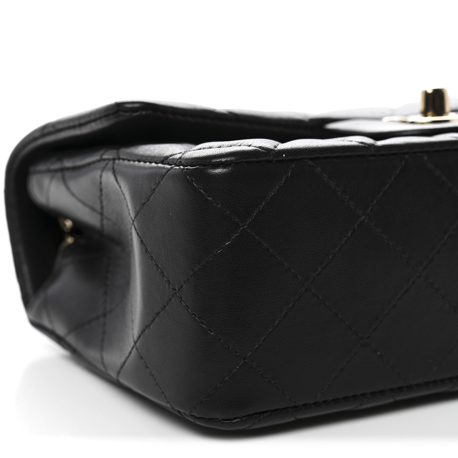 Lambskin Quilted Mini Rectangular Flap Black