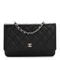 Caviar Quilted Wallet on Chain WOC Black