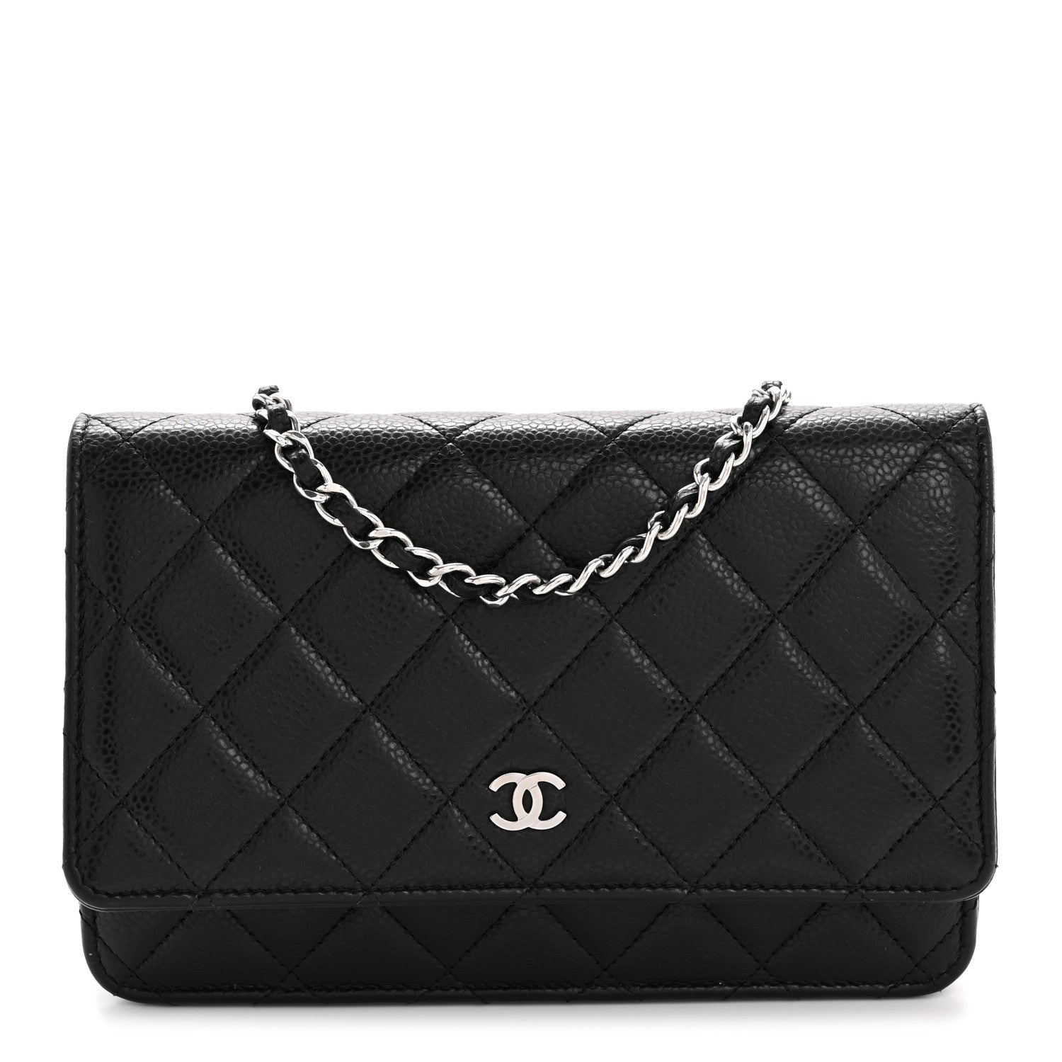Caviar Quilted Wallet on Chain WOC Black