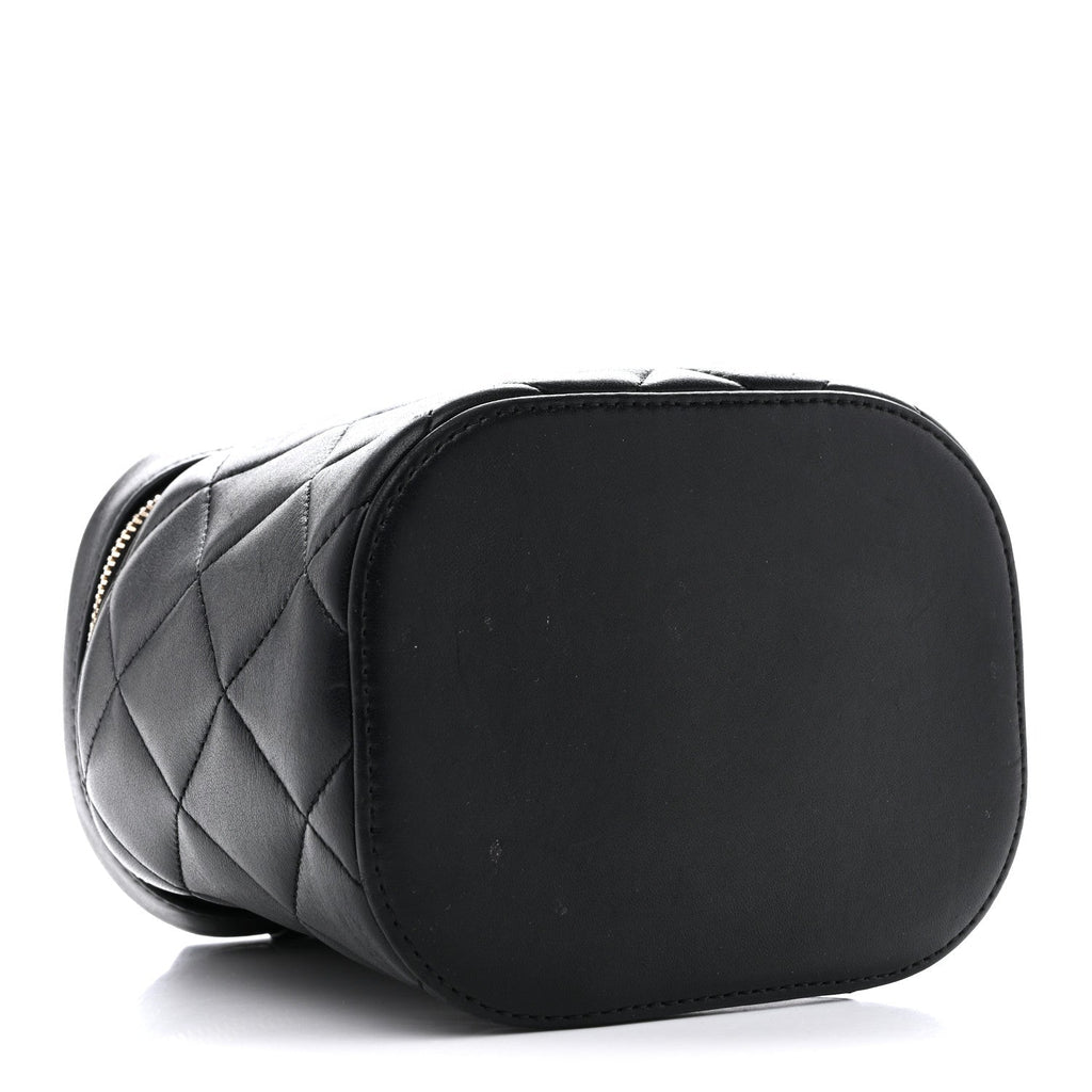 Lambskin Quilted Trendy Vanity Case Black