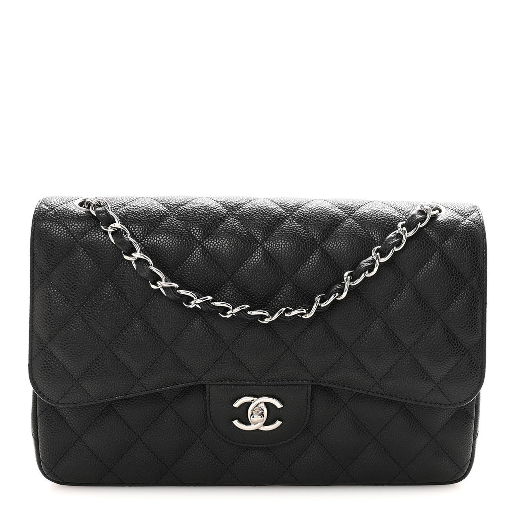 Caviar Quilted Jumbo Double Flap Black
