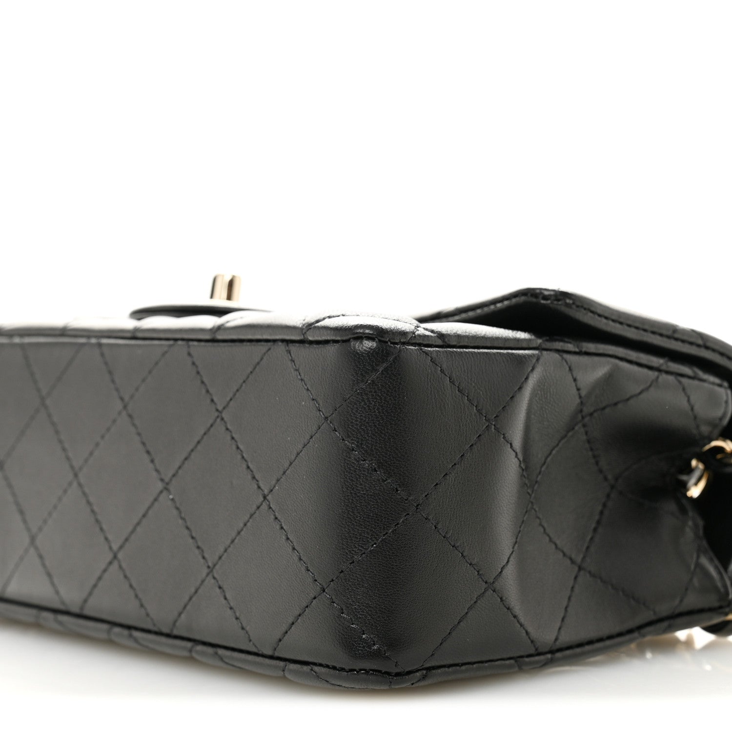 Lambskin Quilted Mini Rectangular Flap Black