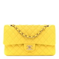 Caviar Quilted Medium Double Flap Yellow