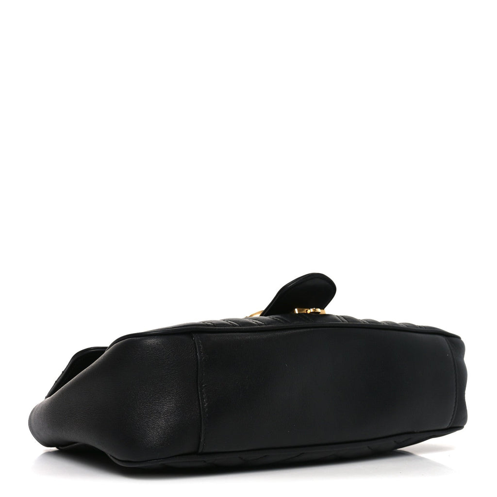 Calfskin Matelasse Small GG Marmont Shoulder Bag Black